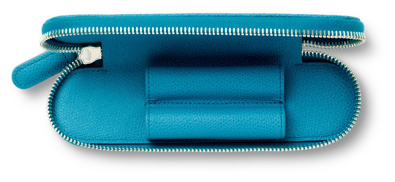Graf-von-Faber-Castell - Estojo em couro para 2 canetas, Azul Gulf
