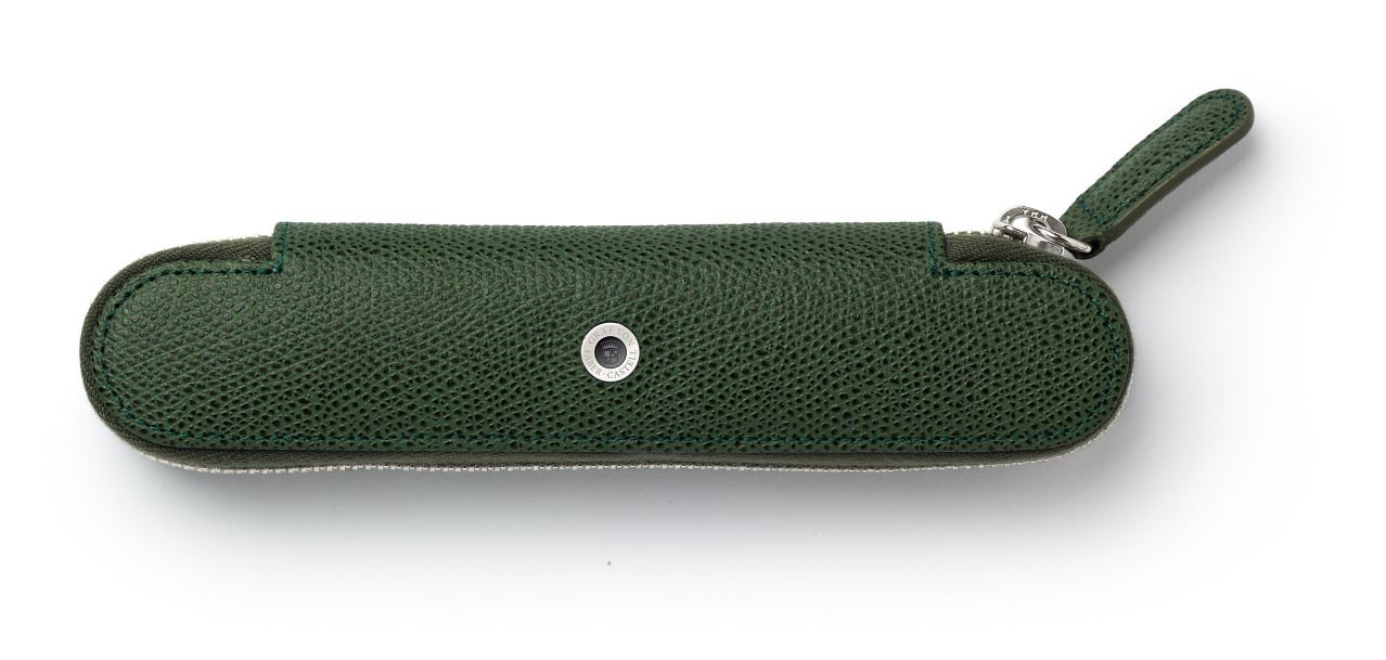 Graf-von-Faber-Castell - Estojo padrão para 1 caneta com zíper Epsom, Verde Oliva