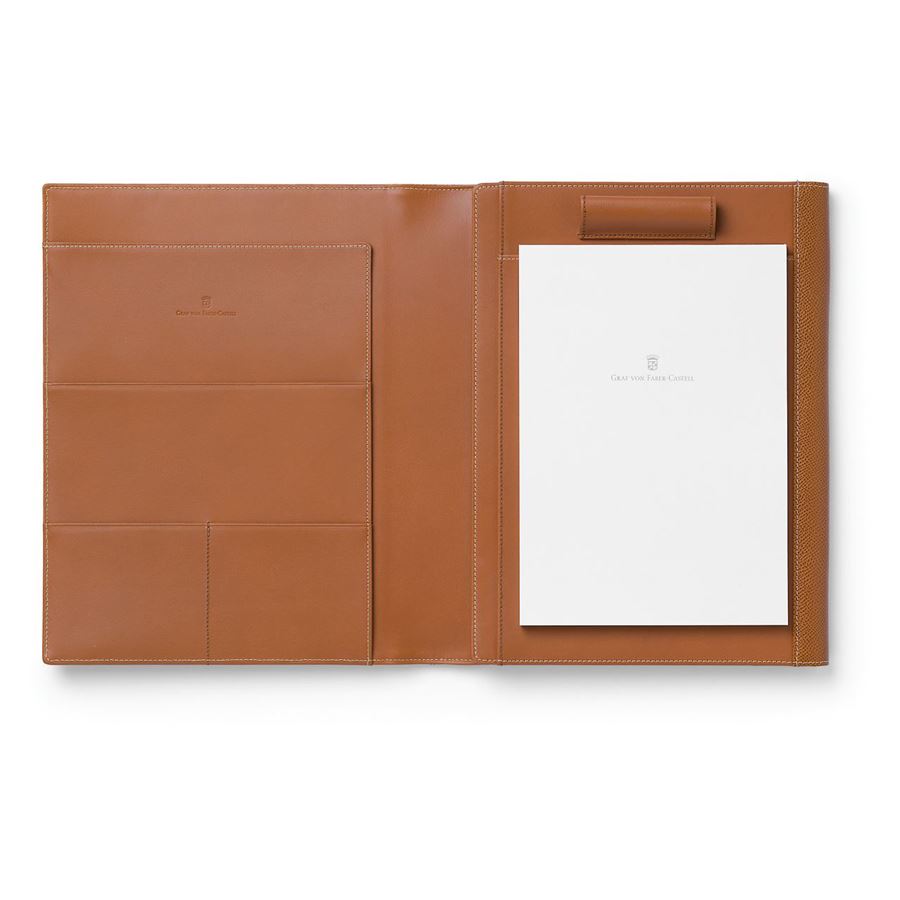 Graf-von-Faber-Castell - Pasta A5 Epsom com compartimento p/ tablet, Conhaque