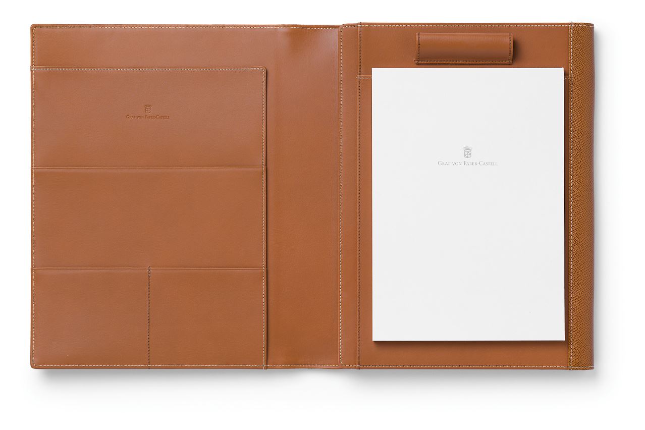 Graf-von-Faber-Castell - Pasta A5 Epsom com compartimento p/ tablet, Conhaque