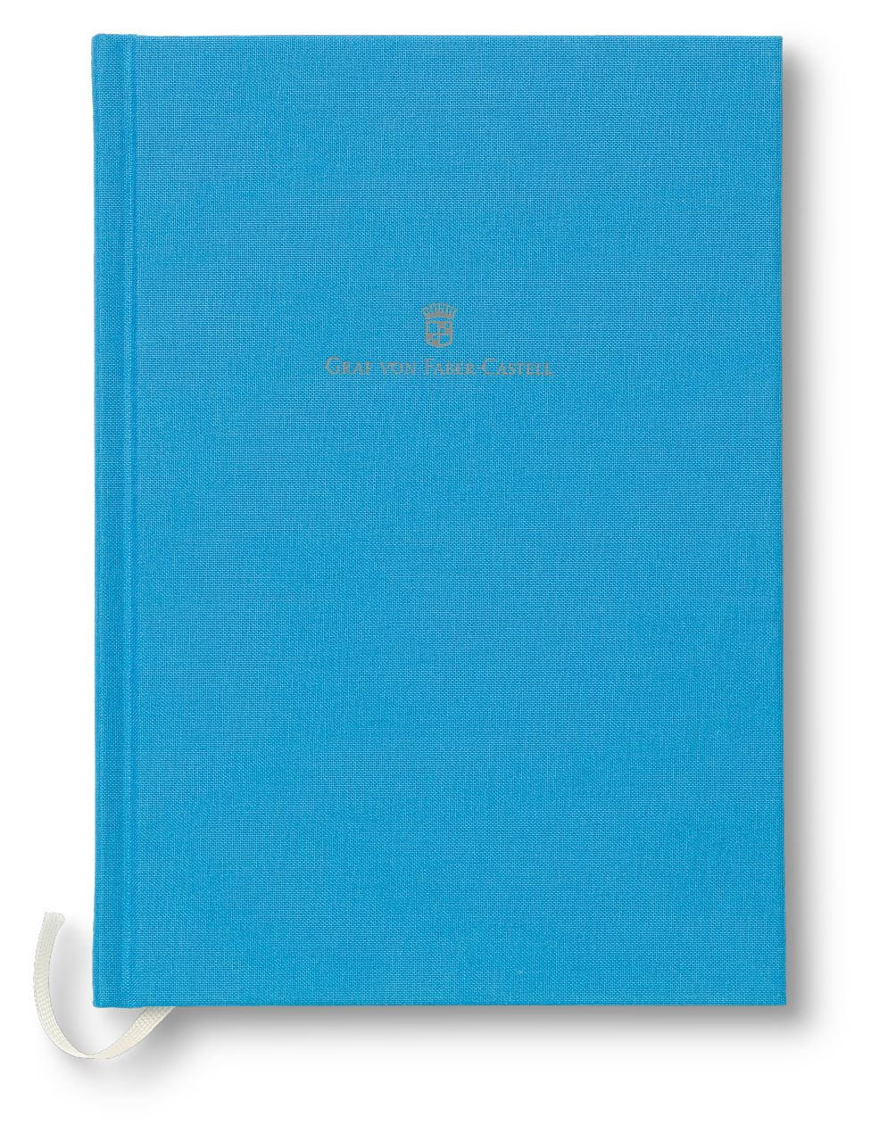 Graf-von-Faber-Castell - Caderno com capa de linho de tamanho A5, Azul Gulf
