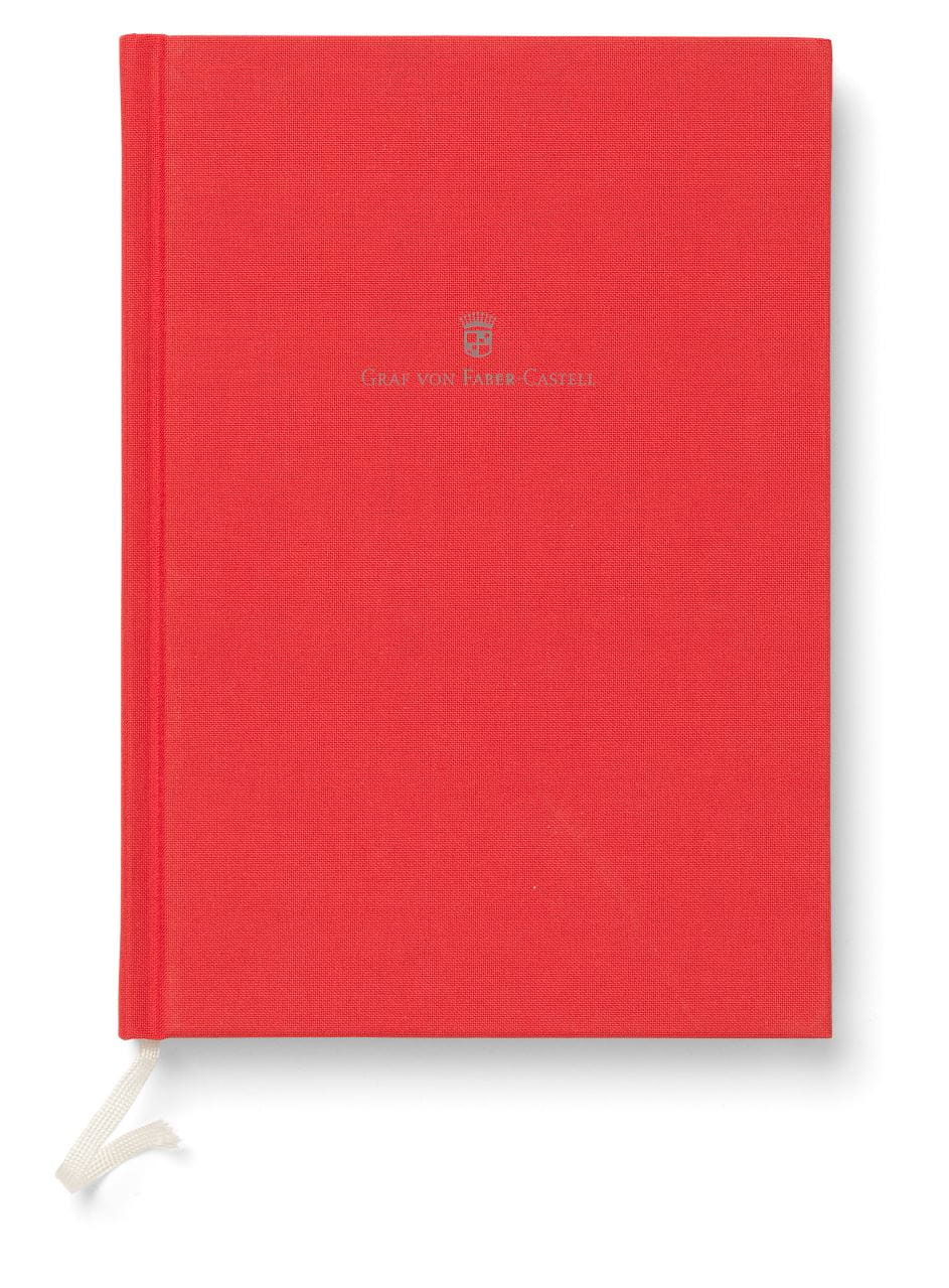 Graf-von-Faber-Castell - Caderno com capa de linho de tamanho A5, Vermelho Índia