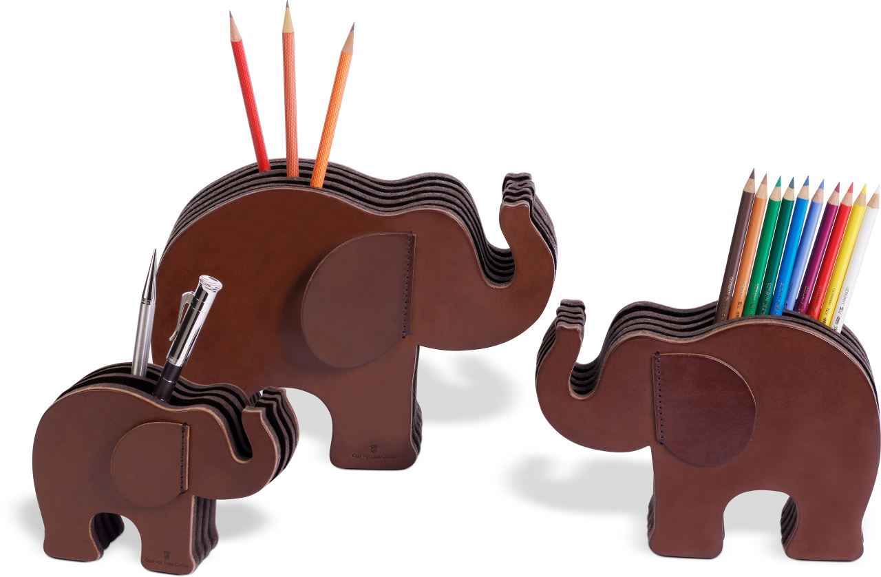 Graf-von-Faber-Castell - Porta-canetas, formato Elefante grande, Marrom Escuro