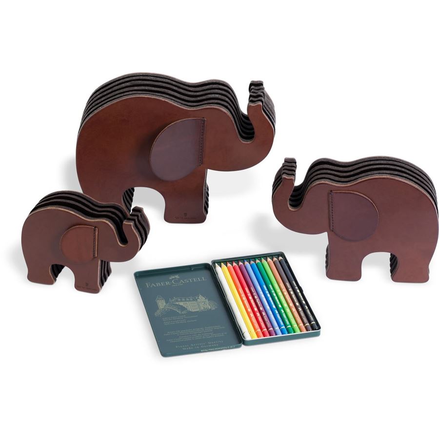 Graf-von-Faber-Castell - Porta-canetas, formato Elefante médio, Marrom Escuro